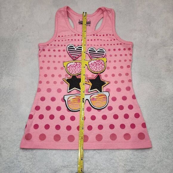BASIC EDITIONS GIRLS poka dots & sunglasses  TANK TOP SIZE M/M (7/8) - Picture 5 of 9